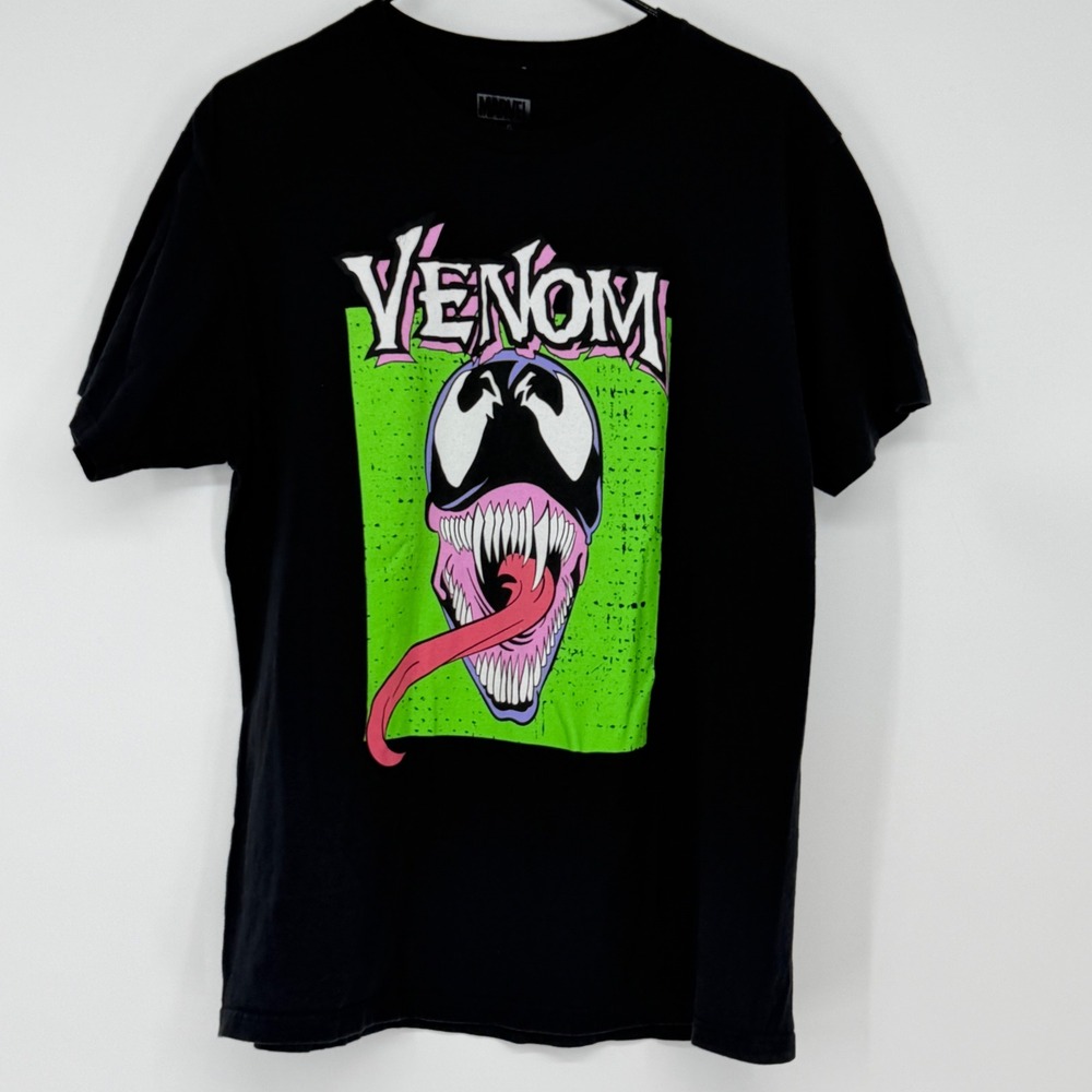 Marvel Venom Graphic‎ T-Shirt Black Neon Green Y2K Style Mens L